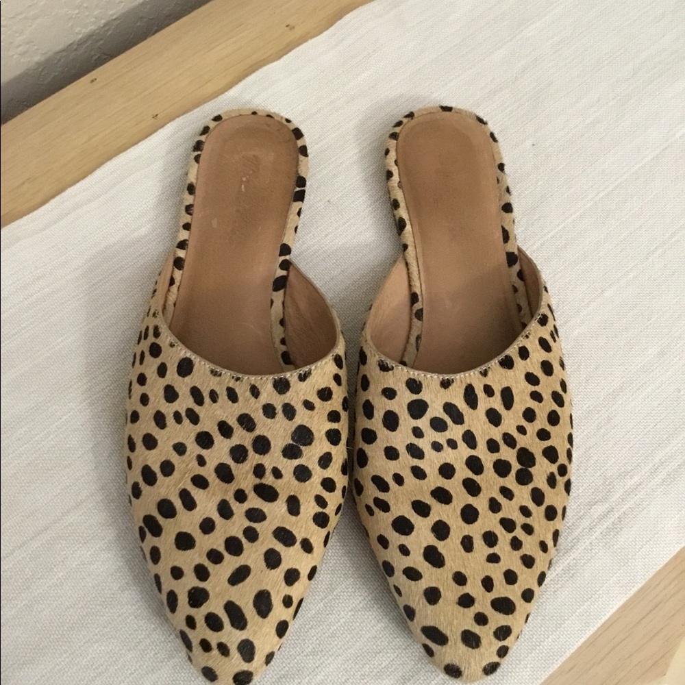 Madewell Remi Leopard Mule Womens Size 9 Calf Hair Slip On Spotted Sand Dune